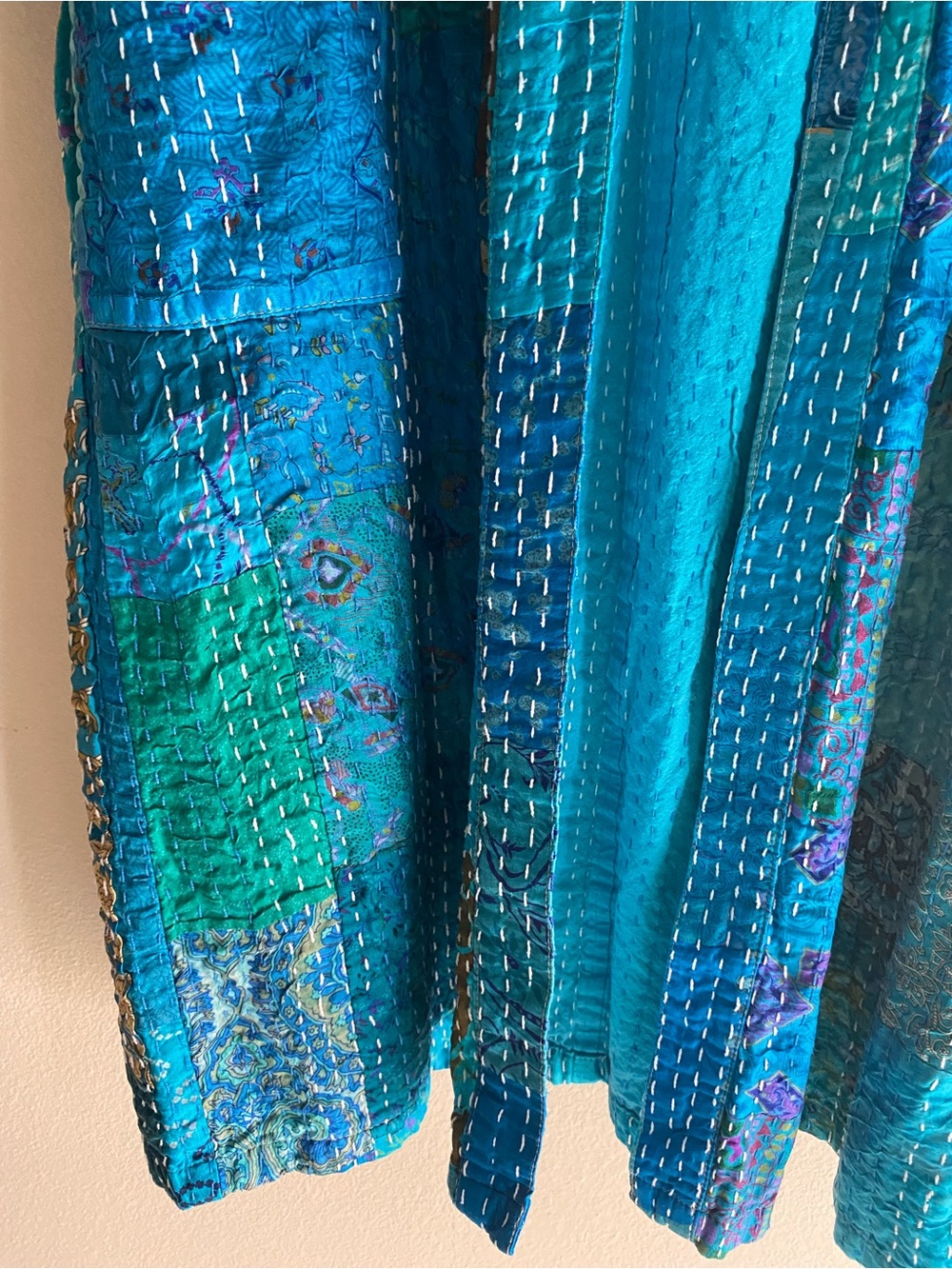 Kantha Kimono Patola Jacket Handmade Jacket Patchwork Kimono Robe - Picture 8 of 16